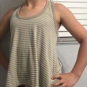 Tan and white strip tank top
